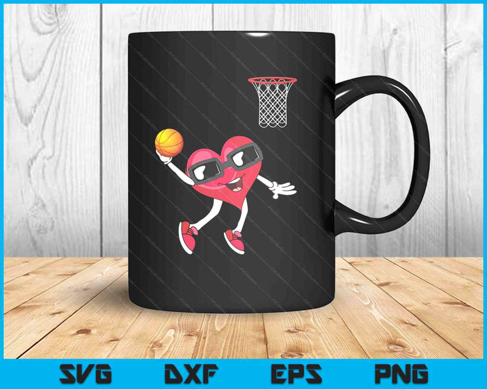 Valentines Day Heart Dunking Basketball SVG PNG Digital Cutting Files