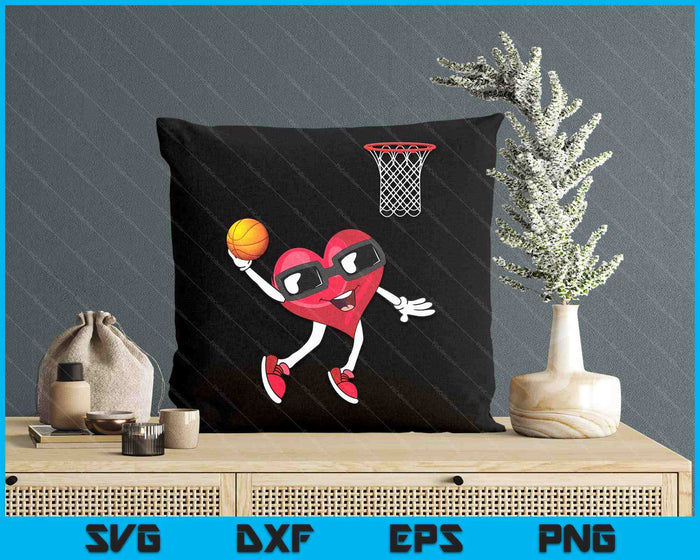 Valentines Day Heart Dunking Basketball SVG PNG Digital Cutting Files