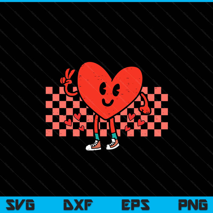 Valentines Day Heart Peace Hand Retro Groovy SVG PNG Digital Printable Files