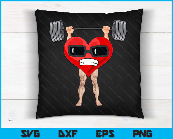 Valentijnsdag hart Gewichtheffen grappige Deadlift Fitness SVG PNG digitale afdrukbare bestanden