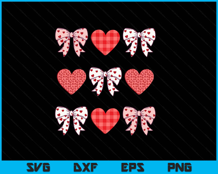 Valentines Day Hearts leopard Coquette Bow SVG PNG Digital Printable Files