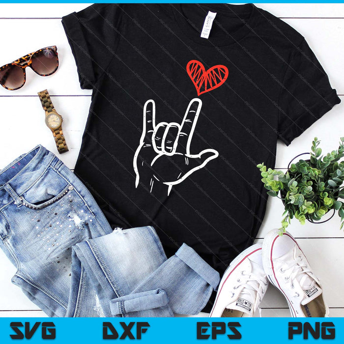 Valentines Day I Love You Hand Sign ASL Heart SVG PNG Digital Printable Files