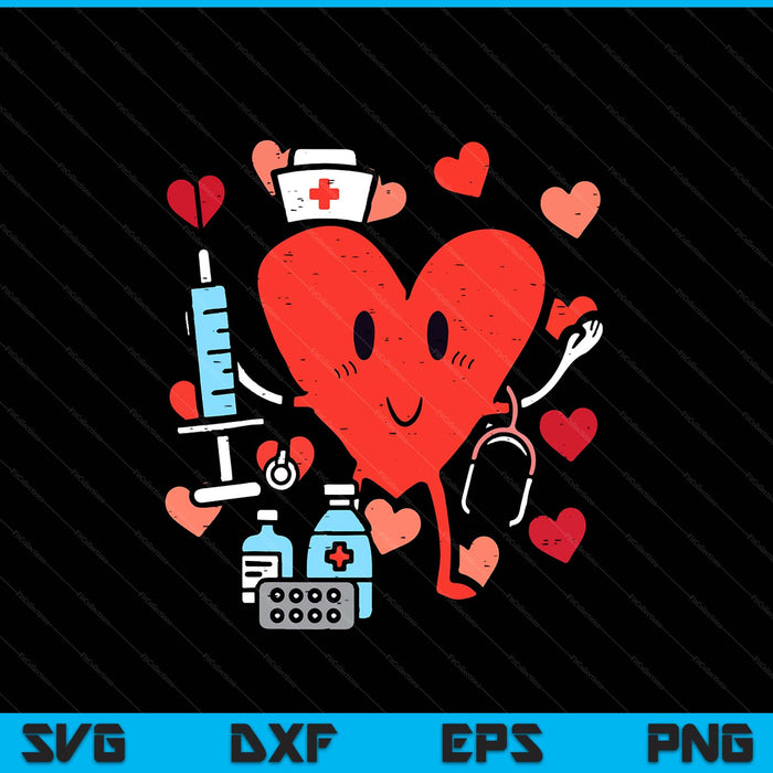 Valentines Day Nurse Heart Funny Nursing Scrub Top RN Women SVG PNG Digital Printable Files