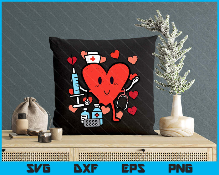 Valentines Day Nurse Heart Funny Nursing Scrub Top RN Women SVG PNG Digital Printable Files