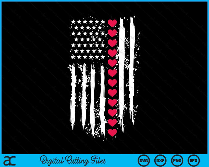 Valentines Day Red Hearts US American Flag Patriotic Lover SVG PNG Digital Printable Files