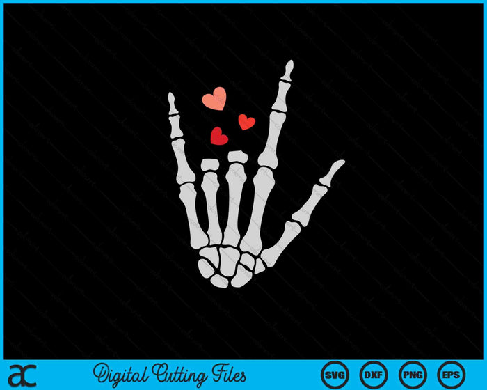 Valentines Day Skeleton Hand Love Pocket ASL SVG PNG Digital Printable Files