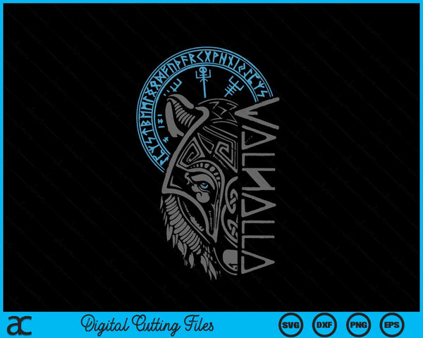 Valhalla wolf mask Odin runes Norse compass viking SVG cut file