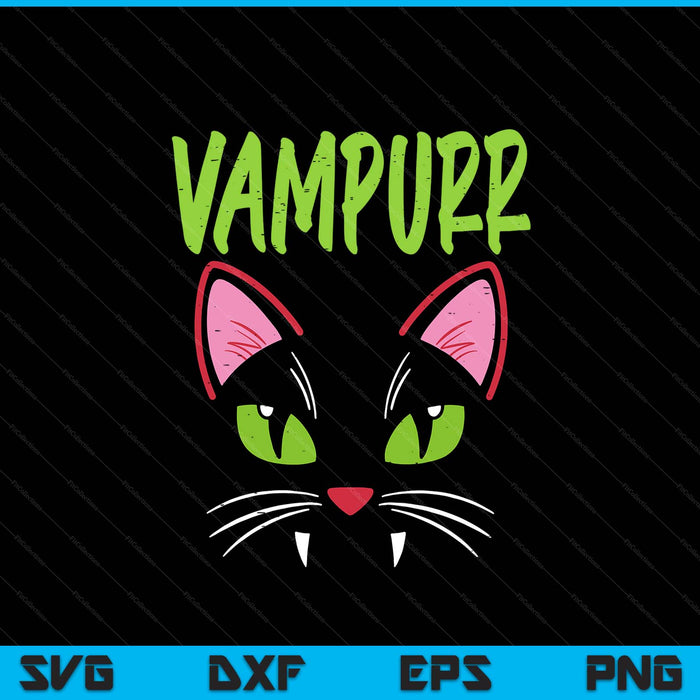 Vampurr Vampire Cat Funny Halloween Costume SVG PNG Digital Printable Files