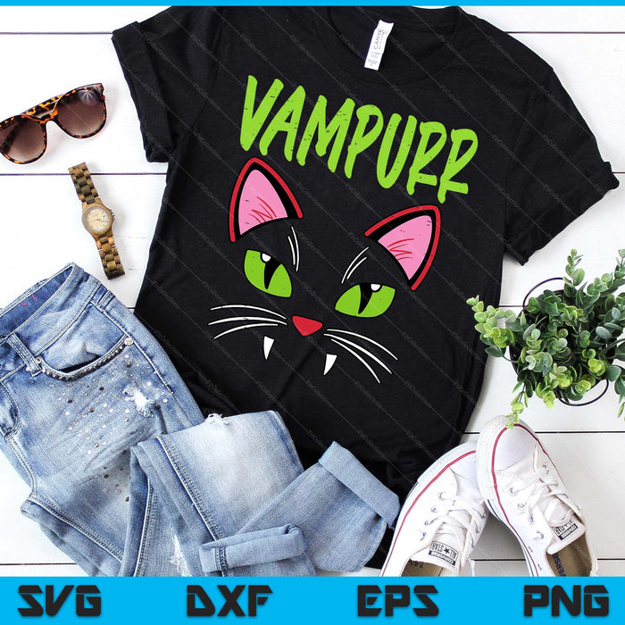Vampurr Vampire Cat Funny Halloween Costume SVG PNG Digital Printable Files