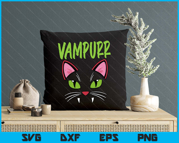 Vampurr Vampire Cat Funny Halloween Costume SVG PNG Digital Printable Files