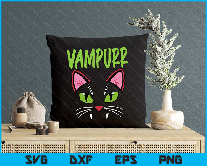 Vampurr Vampire Cat Funny Halloween Costume SVG PNG Digital Printable Files