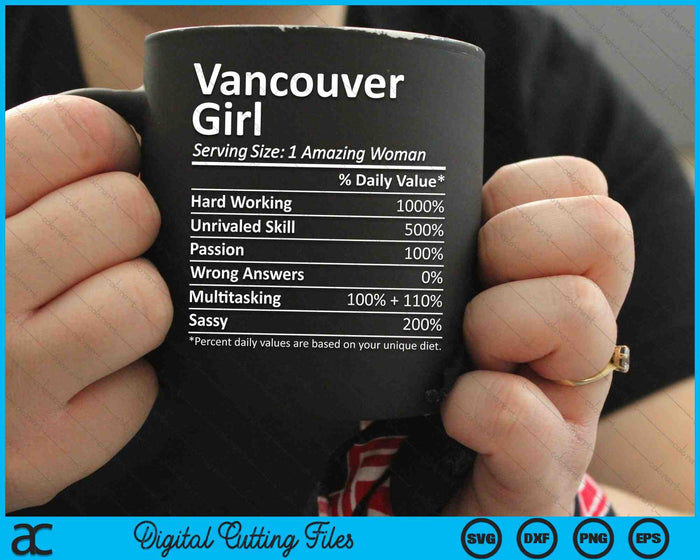Vancouver Girl WA Washington State Funny City SVG PNG snijden afdrukbare bestanden