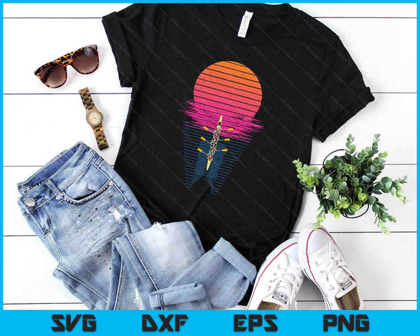 Vaporwave Athlete Rowing Crew Sunset Rower SVG PNG Digital Printable Files