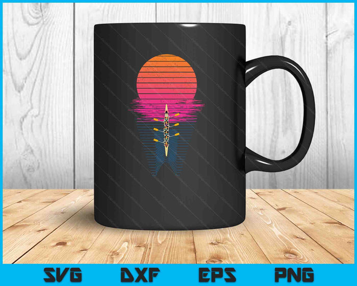 Vaporwave Athlete Rowing Crew Sunset Rower SVG PNG Digital Printable Files