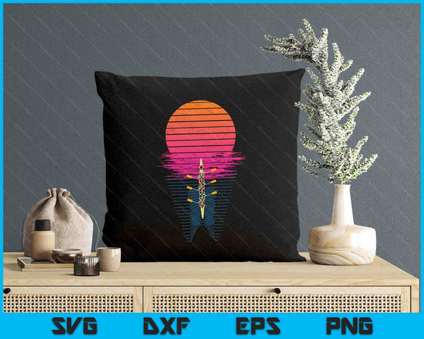 Vaporwave Athlete Rowing Crew Sunset Rower SVG PNG Digital Printable Files