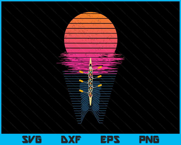 Vaporwave athlete rowing crew sunset rower SVG cut file