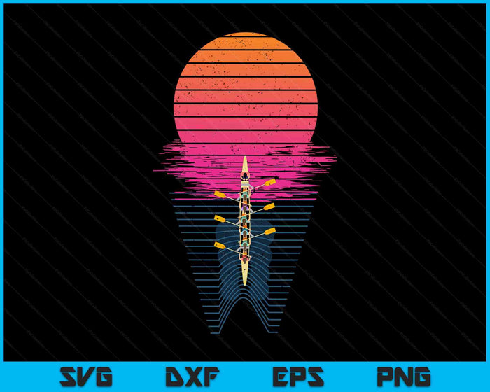 Vaporwave Athlete Rowing Crew Sunset Rower SVG PNG Digital Printable Files