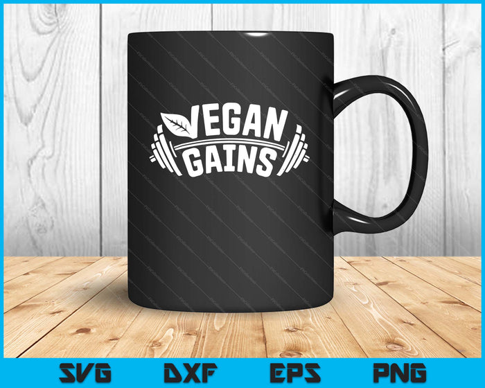 Vegan Gains For Men Women Vegetarian Funny Gym Wear SVG PNG Digital Printable Files