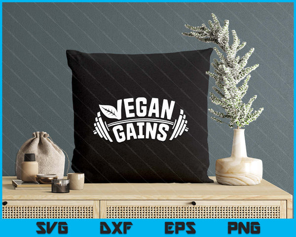 Vegan Gains For Men Women Vegetarian Funny Gym Wear SVG PNG Digital Printable Files