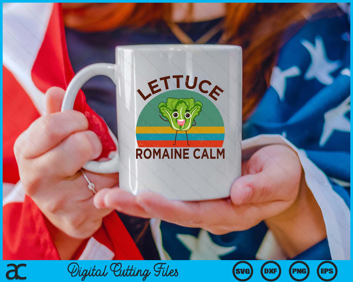 Vegan Lettuce Romaine Calm Men Women Gift Funny Vegetarian SVG PNG Digital Cutting Files
