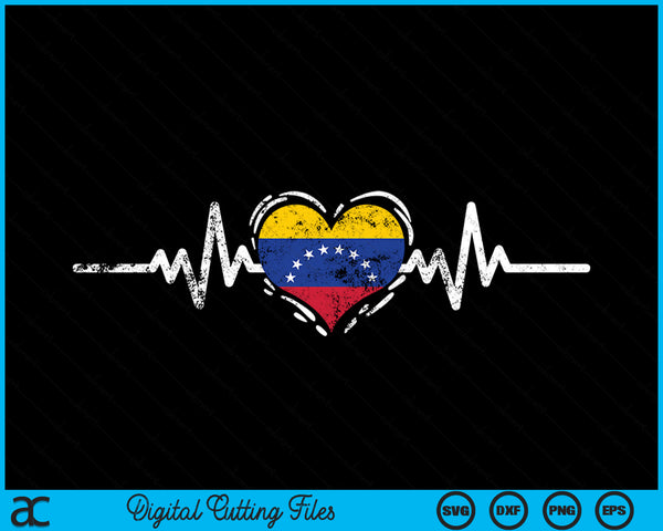 Venezuela Flag Heartbeat Venezuelan Roots Vintage SVG PNG Digital Cutting File