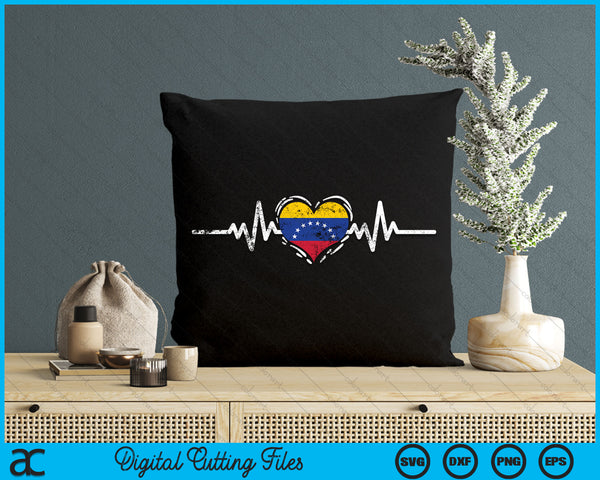 Venezuela Flag Heartbeat Venezuelan Roots Vintage SVG PNG Digital Cutting File