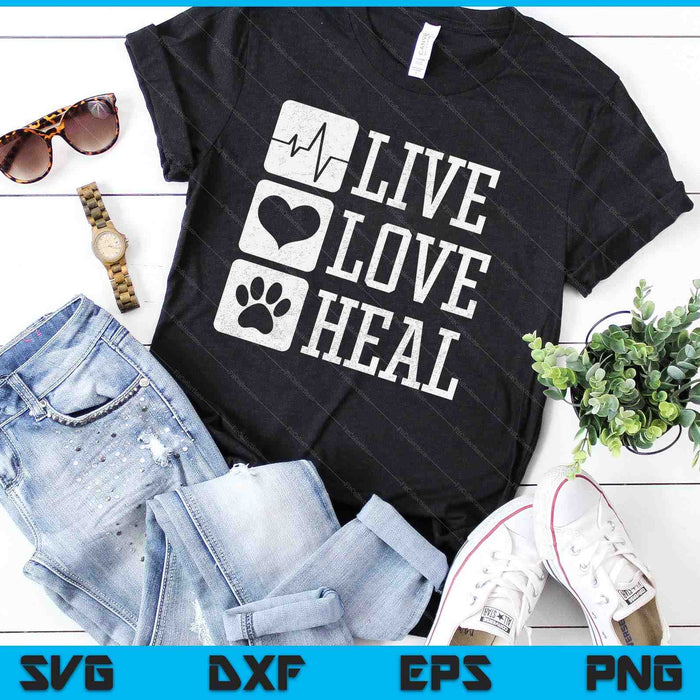 Dierenarts Tech Live Love Heal Veterinaire technicus Dog Rescue SVG PNG digitale afdrukbare bestanden