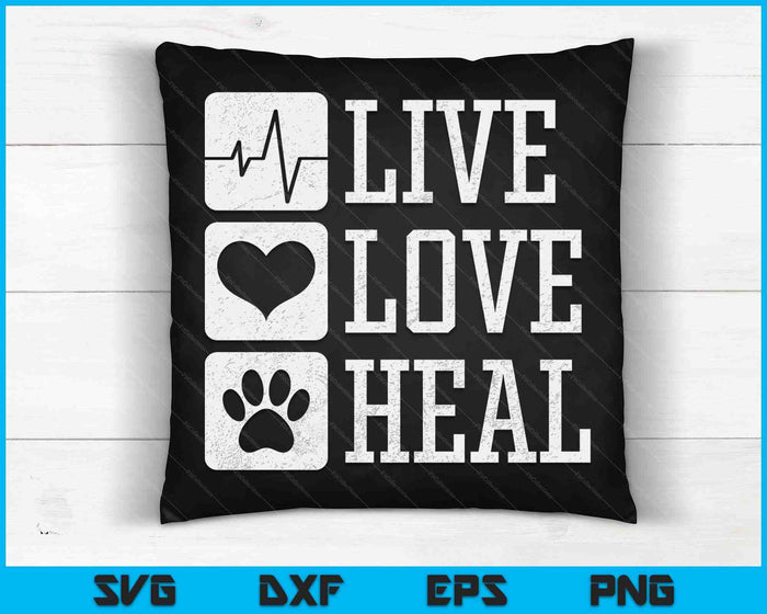 Dierenarts Tech Live Love Heal Veterinaire technicus Dog Rescue SVG PNG digitale afdrukbare bestanden