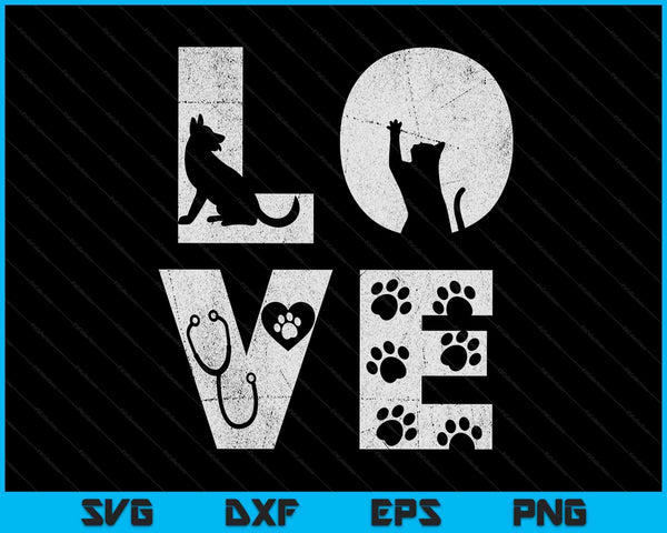 Dierenarts Tech Love Animals Dierenarts Tech Distressed SVG PNG Digitale afdrukbare bestanden