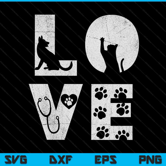 Dierenarts Tech Love Animals Dierenarts Tech Distressed SVG PNG Digitale afdrukbare bestanden