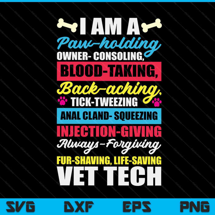 Dierenarts Tech Paw Holding grappige veterinaire technicus SVG PNG digitale afdrukbare bestanden