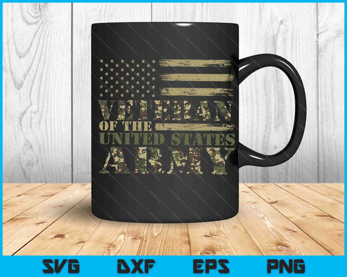 Veteraan van het Amerikaanse leger Camouflage Amerikaanse vlag veteraan SVG PNG digitale snijbestanden