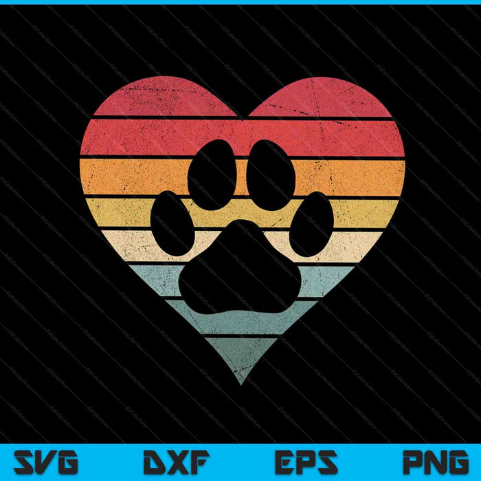 Veterinarian Vet Tech Retro Sunset Paw Print Dog Cat Lover SVG PNG Digital Printable Files