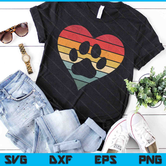 Veterinarian Vet Tech Retro Sunset Paw Print Dog Cat Lover SVG PNG Digital Printable Files
