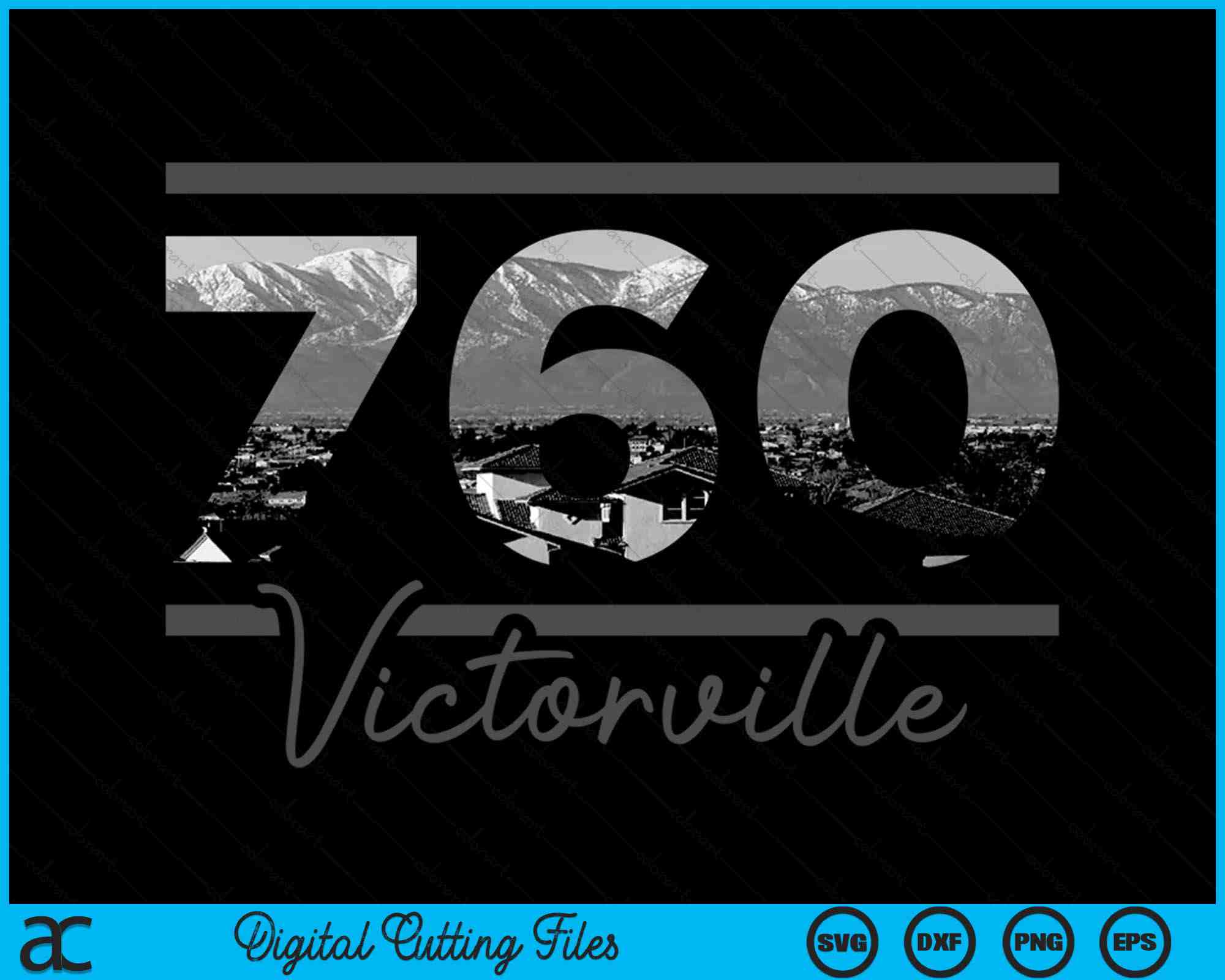 Victorville 760 Area Code Skyline California Vintage SVG Cutting Files ...