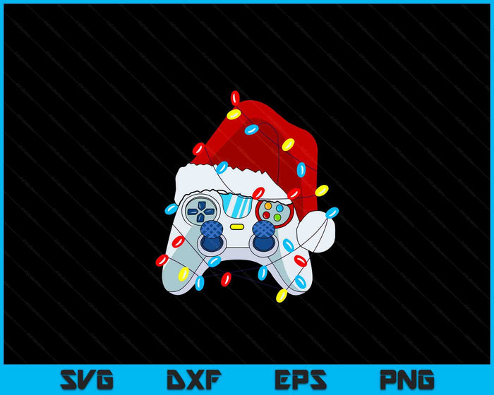 Video Game Controller Christmas Santa Hat Gamer Boys SVG PNG Digital Printable Files