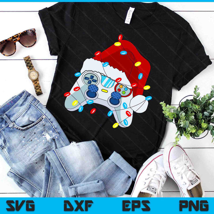 Video Game Controller Christmas Santa Hat Gamer Boys SVG PNG Digital Printable Files