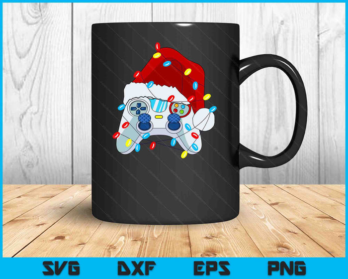 Video Game Controller Christmas Santa Hat Gamer Boys SVG PNG Digital Printable Files