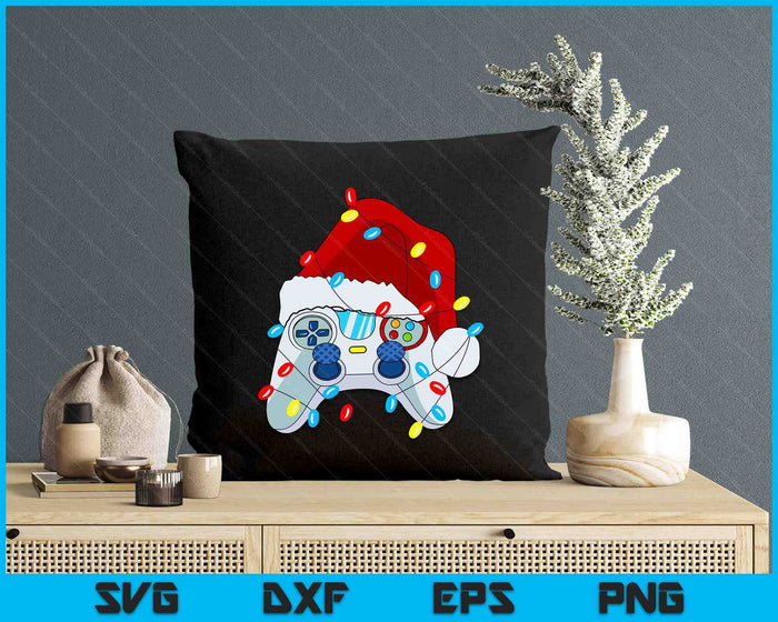 Video Game Controller Christmas Santa Hat Gamer Boys SVG PNG Digital Printable Files