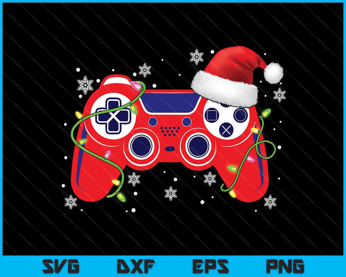 Video Game Controller Funny Christmas Santa Hat Gamer SVG PNG Digital Printable Files