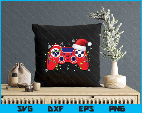 Video Game Controller Funny Christmas Santa Hat Gamer SVG PNG Digital Printable Files