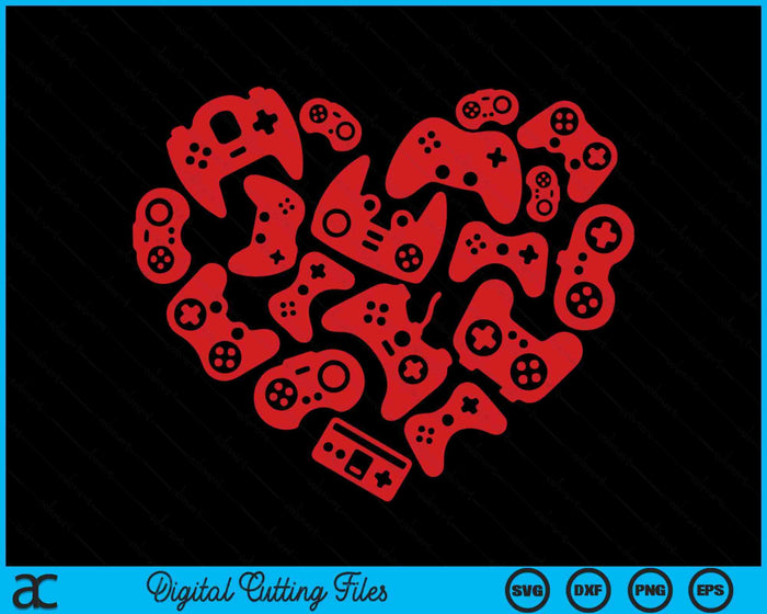 Video Game Player Heart Of Controllers Valentine's Day Gamer SVG PNG Digital Printable Files