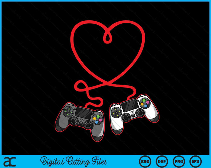 Video Gamer Valentines Day With Controllers Heart SVG PNG Digital Printable Files