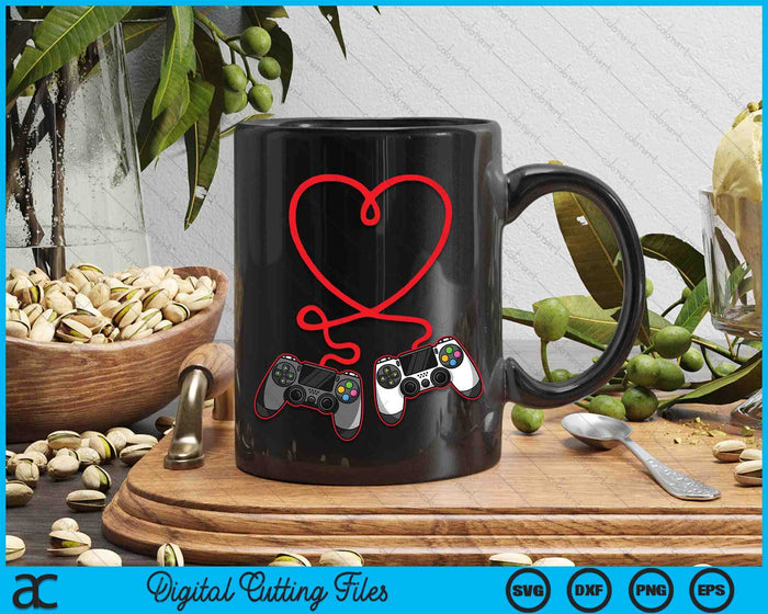 Video Gamer Valentines Day With Controllers Heart SVG PNG Digital Printable Files