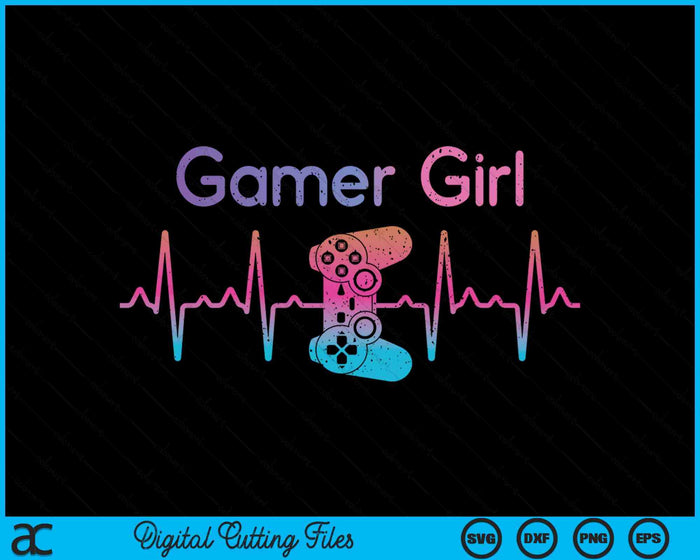 Video Games Gamer Girl Women Heartbeat Gift Gaming SVG PNG Digital Printable Files