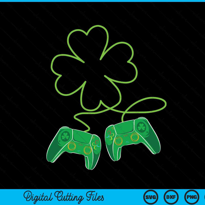 Video Games Gaming St Patricks Day Gamer Clover Controllers SVG PNG Digital Cutting Files