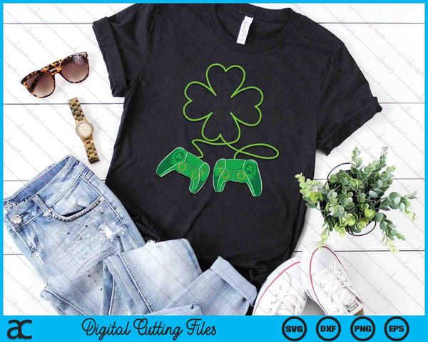 Video Games Gaming St Patricks Day Gamer Clover Controllers SVG PNG Digital Cutting Files