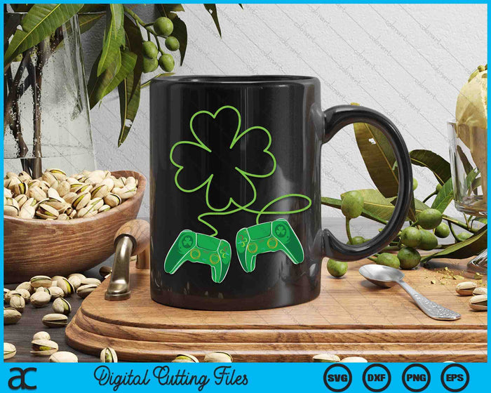 Video Games Gaming St Patricks Day Gamer Clover Controllers SVG PNG Digital Cutting Files