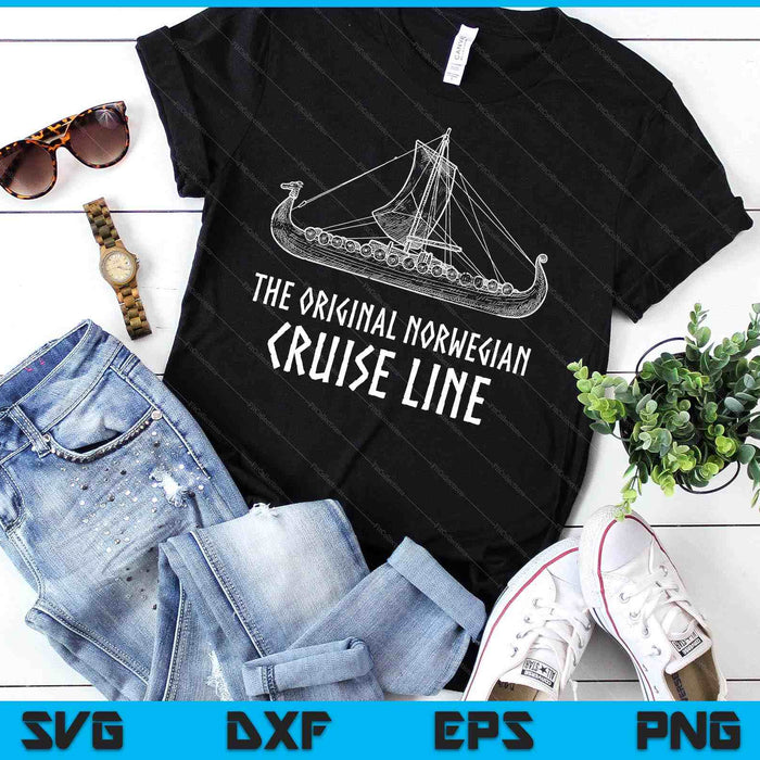Vikingschip Cruise Line T-shirt - Odin en Valhalla SVG PNG digitale snijbestanden