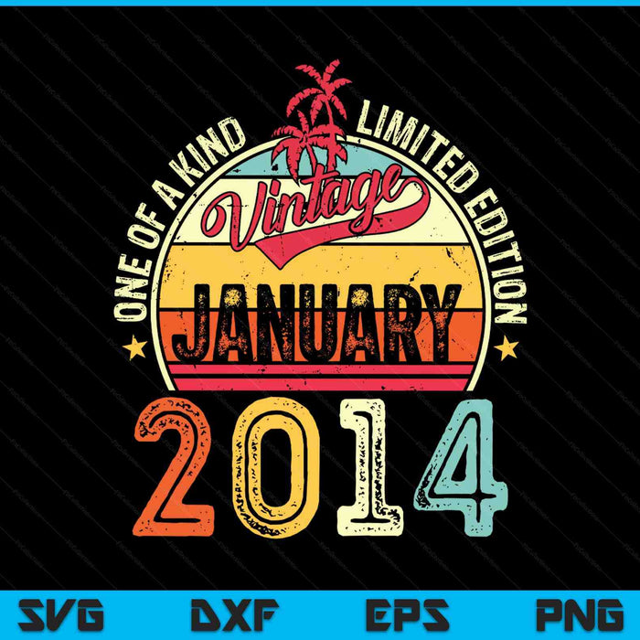 Vintage 11th birthday January 2014 SVG cut file